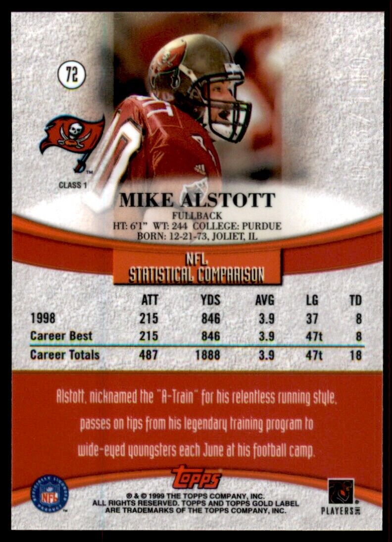 1999 Topps Gold Label Red Class 1 Mike Alstott /100 Bucs #72 *Noles2148*