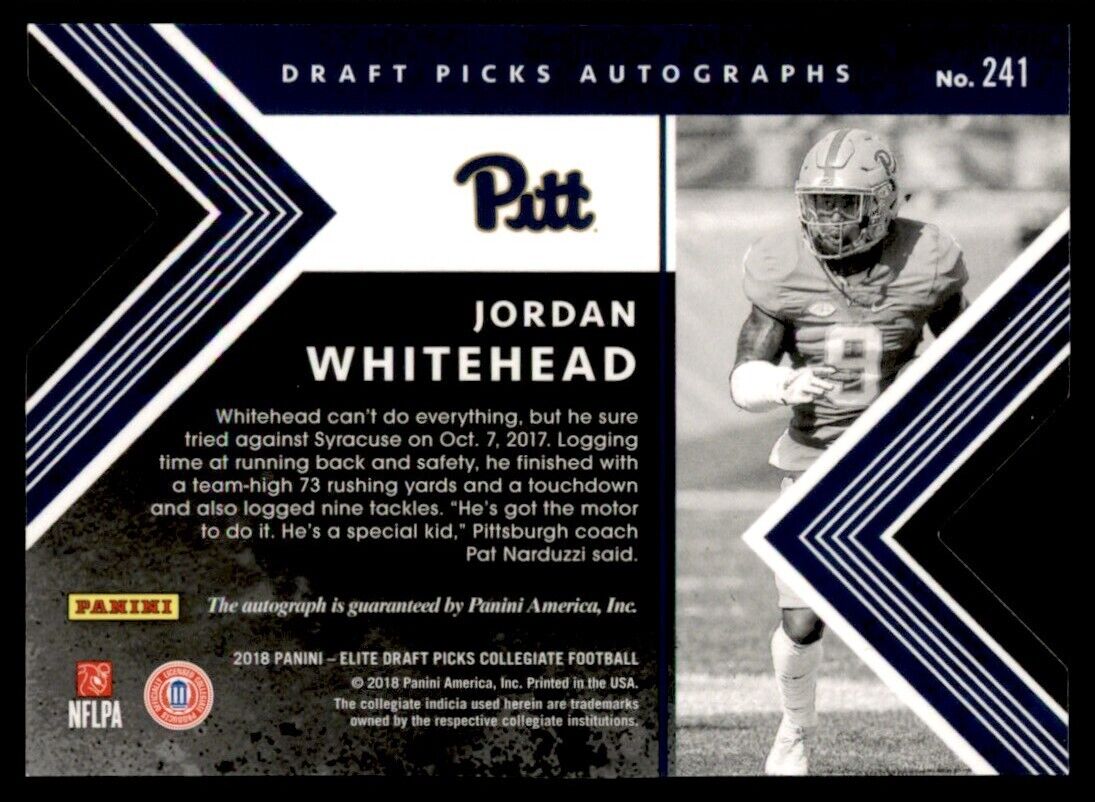 2018 Elite Draft Auto Status Die Cut Gold * Jordan Whitehead Auto RC 05/10 #241