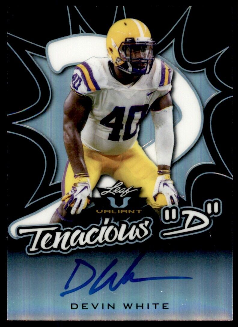 2019 Leaf Valiant BLACK Tenacious D Devin White Auto RC 5/5 LSU #BA-DW1