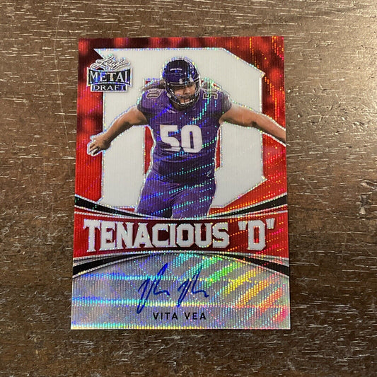 2018 Leaf Metal Vita Vea Tenacious D Prismatic Red RC Auto #d 2/2 *Noles2148*