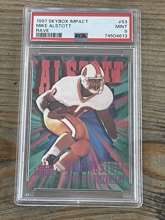 1997 Skybox Impact Mike Alstott RAVE /150 #53 PSA 9 Buccaneers RARE *Noles2148*