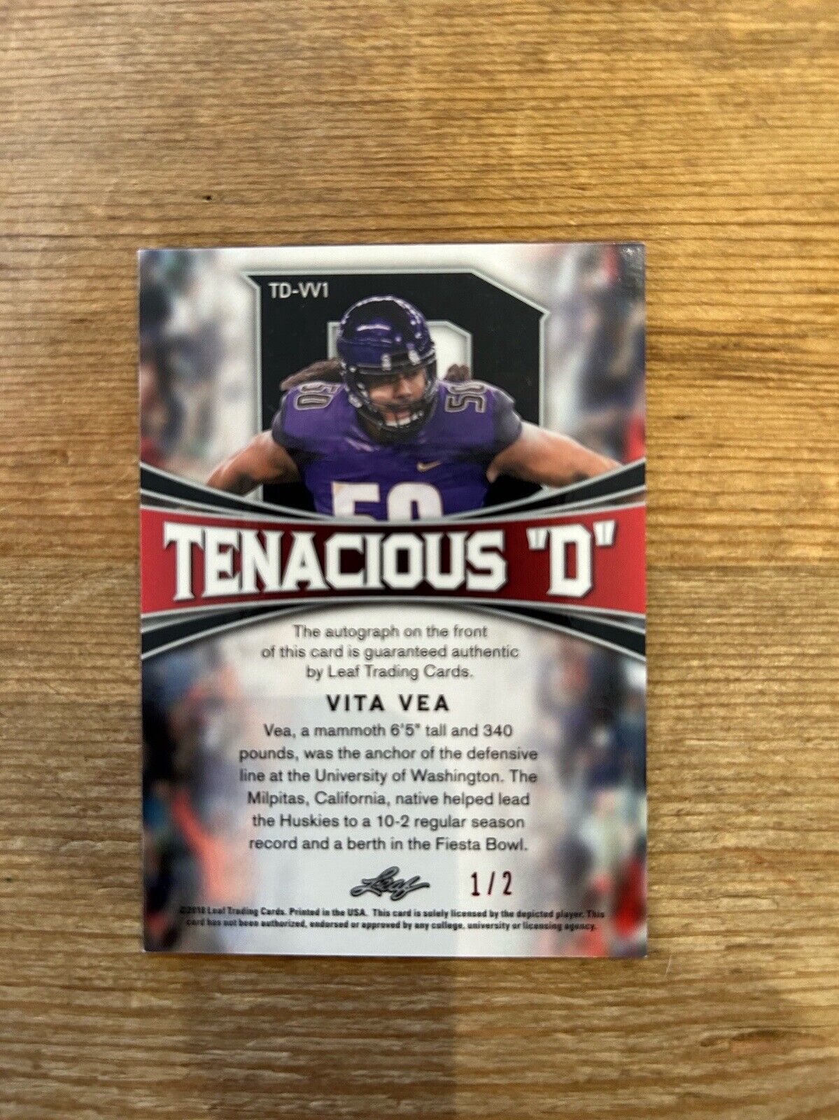 2018 Leaf Metal Vita Vea Tenacious D Prismatic Red RC Auto #d 1/2 *Noles2148*