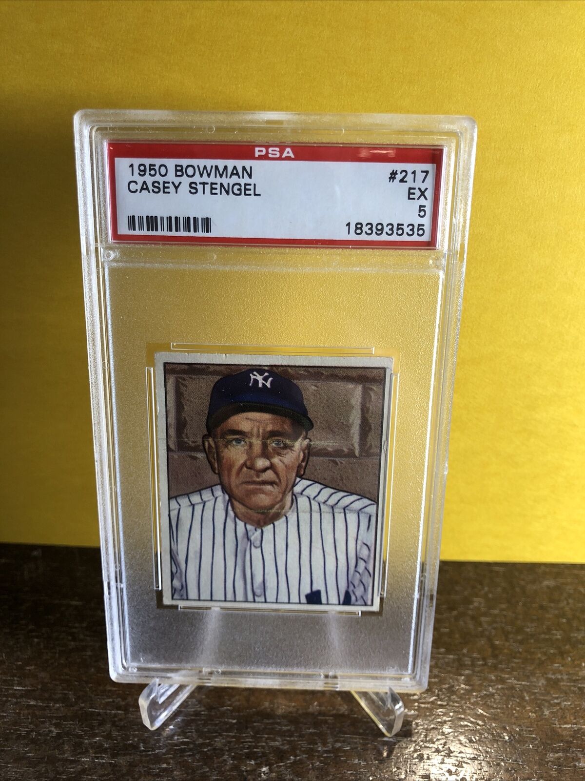 1950 Bowman Baseball #217 CASEY STENGEL PSA 5 NO COPYRIGHT YANKEES *Noles2148*