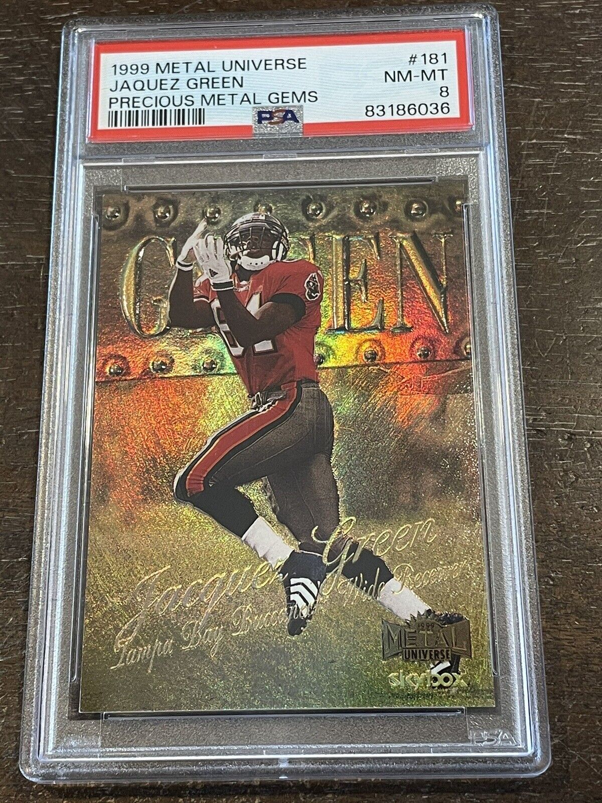 1999 Skybox Metal Universe Jacquez Green Precious Metal Gems PMG /50 PSA 8 NM-MT