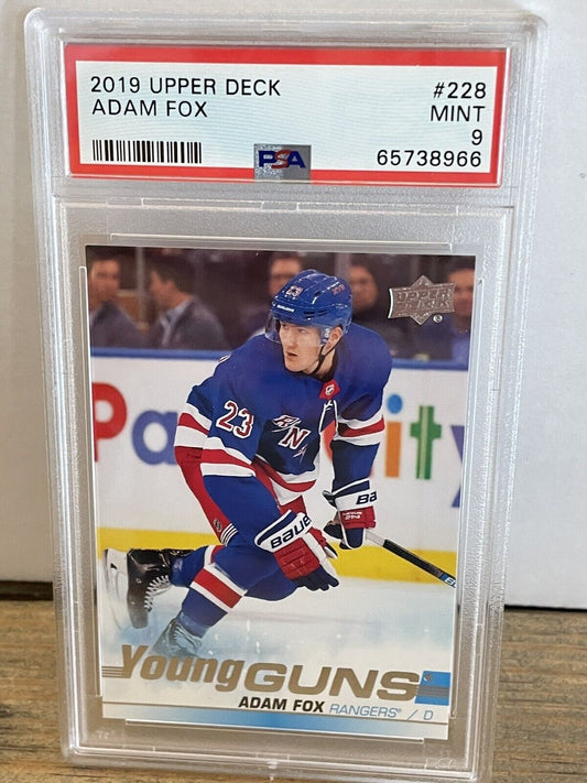 Adam Fox Rookie RC 2019 Upper Deck Young Guns #228 PSA 9 Rangers *Noles2148*