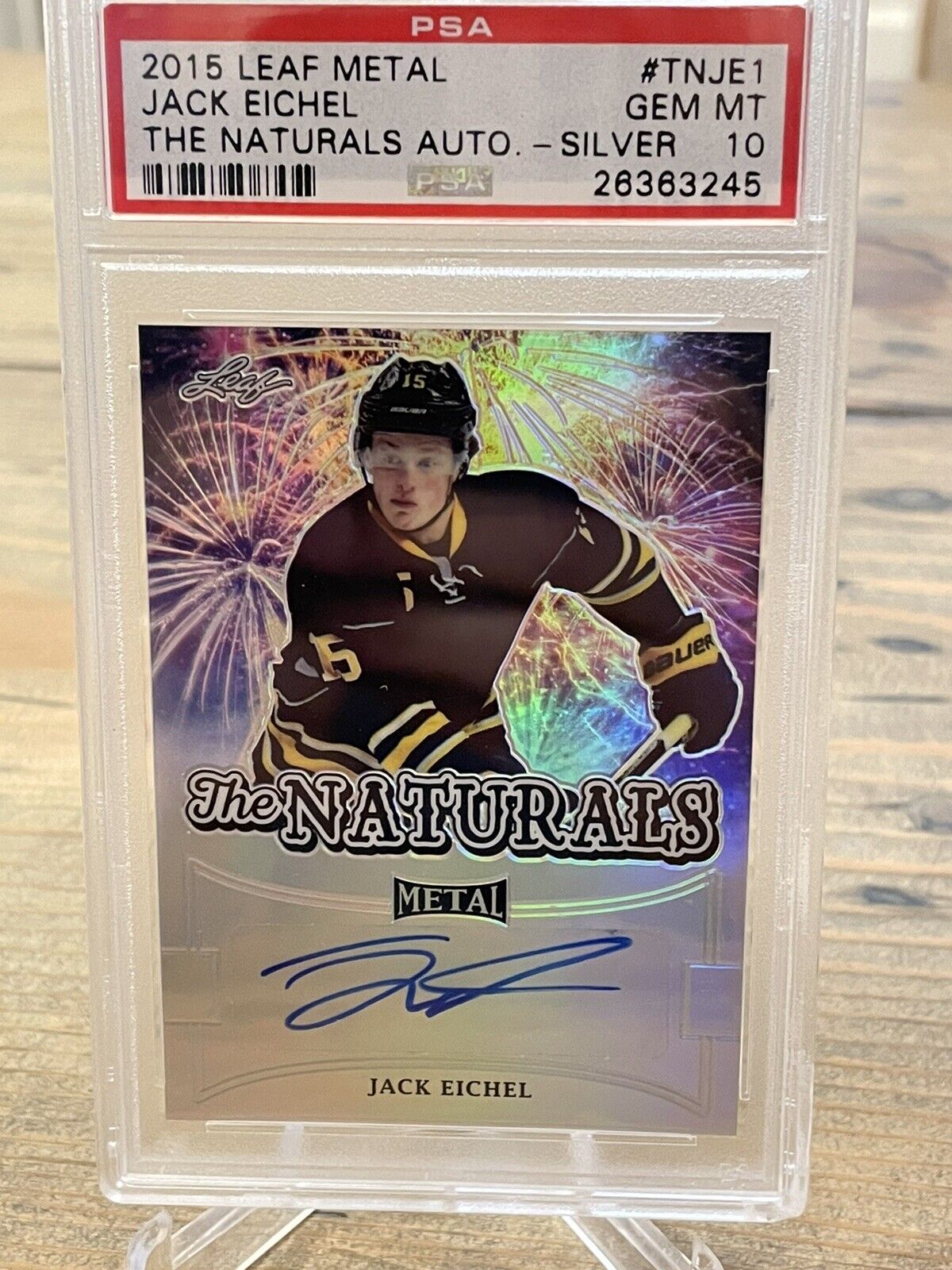 2015 Leaf Metal Jack Eichel RC The Naturals SP Silver Auto #d3/25 PSA 10 GEM MT