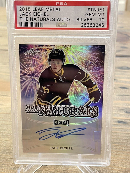 2015 Leaf Metal Jack Eichel RC The Naturals SP Silver Auto #d3/25 PSA 10 GEM MT