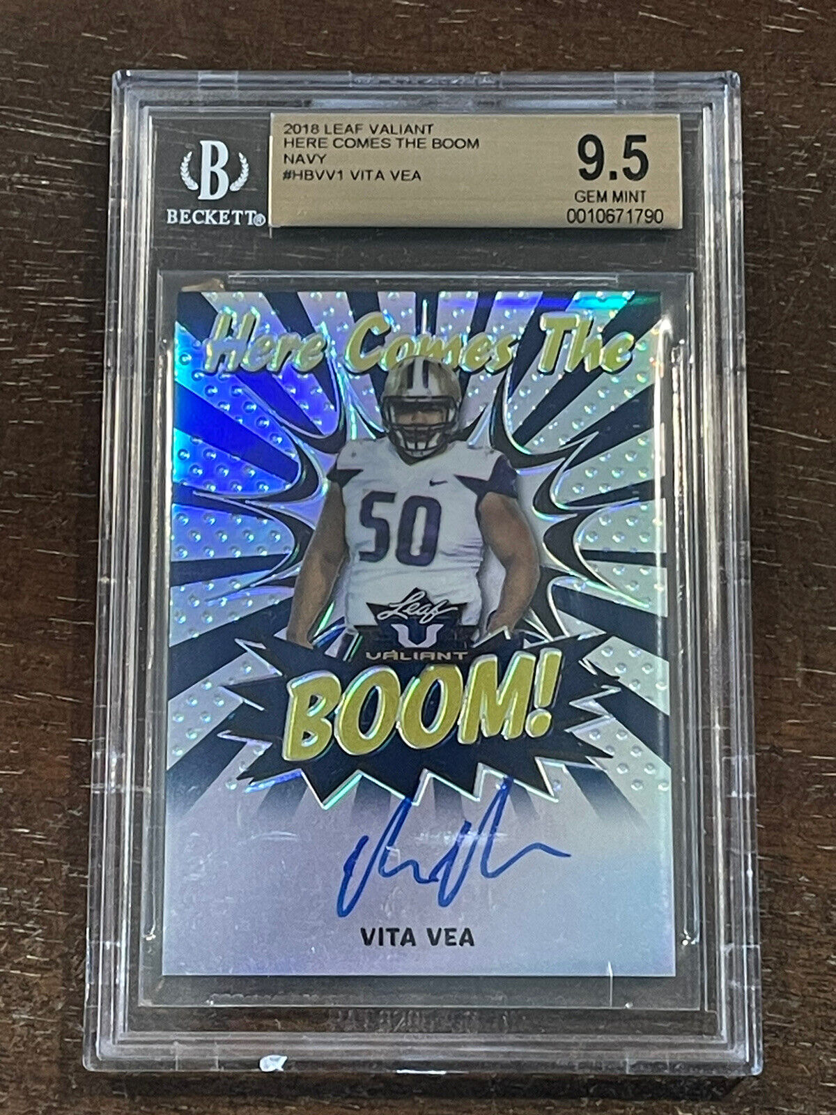 2018 Leaf Valiant Navy Vita Vea Here Comes The Boom Auto RC #/25 BGS 9.5 GEM MT