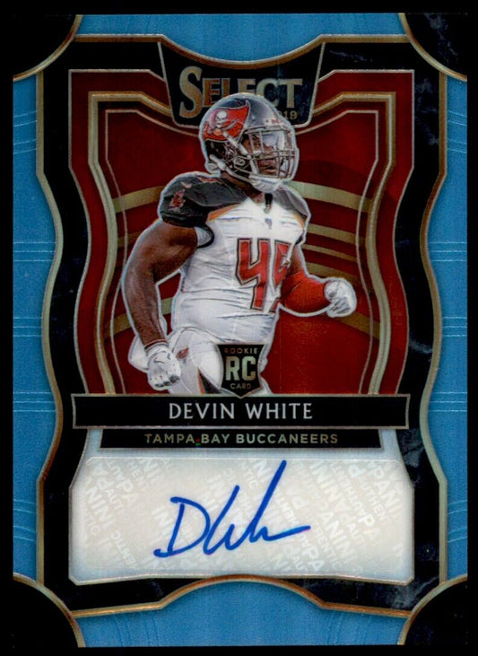 2019 Panini Select Prizm Light Blue Devin White Auto RC /49 Bucs #RS-22