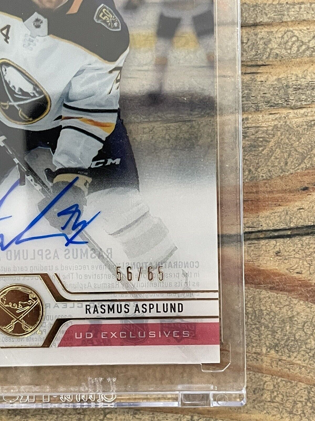 2019-20 Upper Deck Clear Cut RASMUS ASPLUND RC Auto CC-RA UD Exclusives #d /65