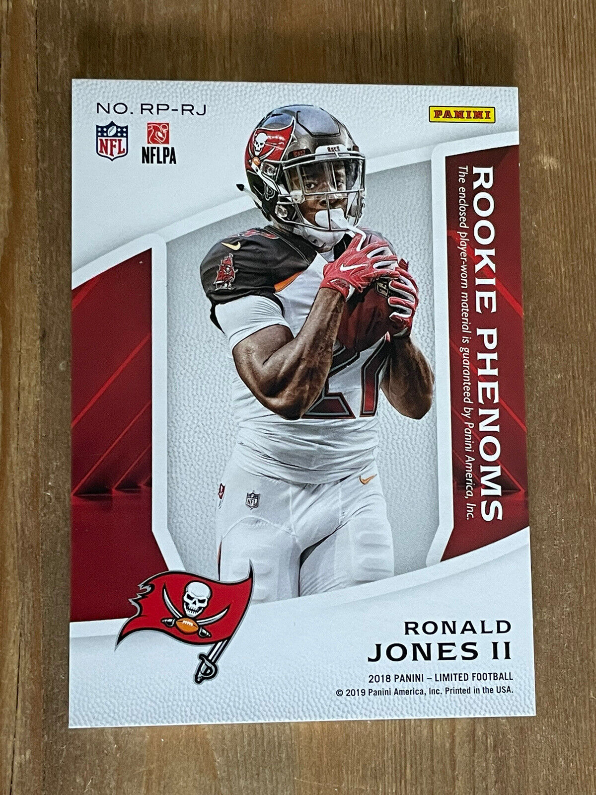 Ronald Jones 2018 Limited Rookie Phenom Jumbo Letterman Patch RC #RP-RJ #d 7/10