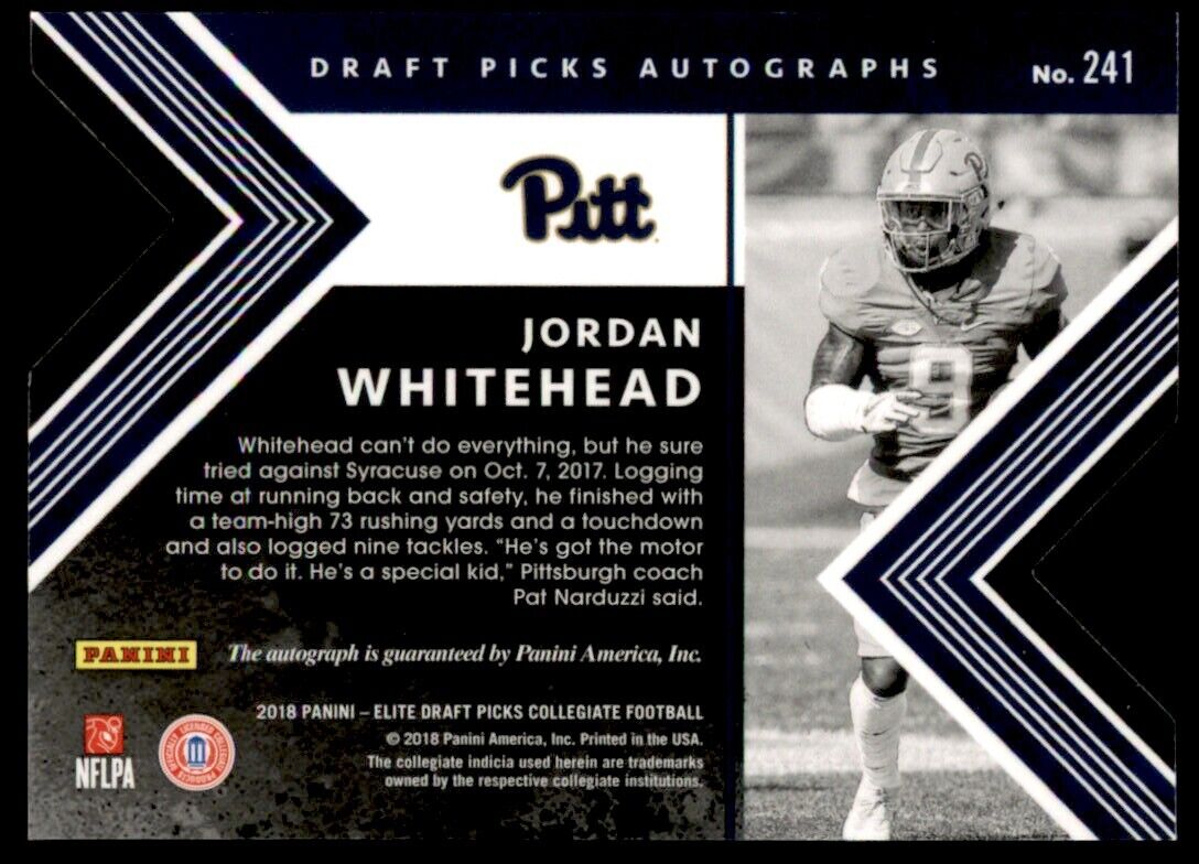 2018 Panini Elite Draft Picks Autographs Status Die Cut Gold Jordan Whitehead