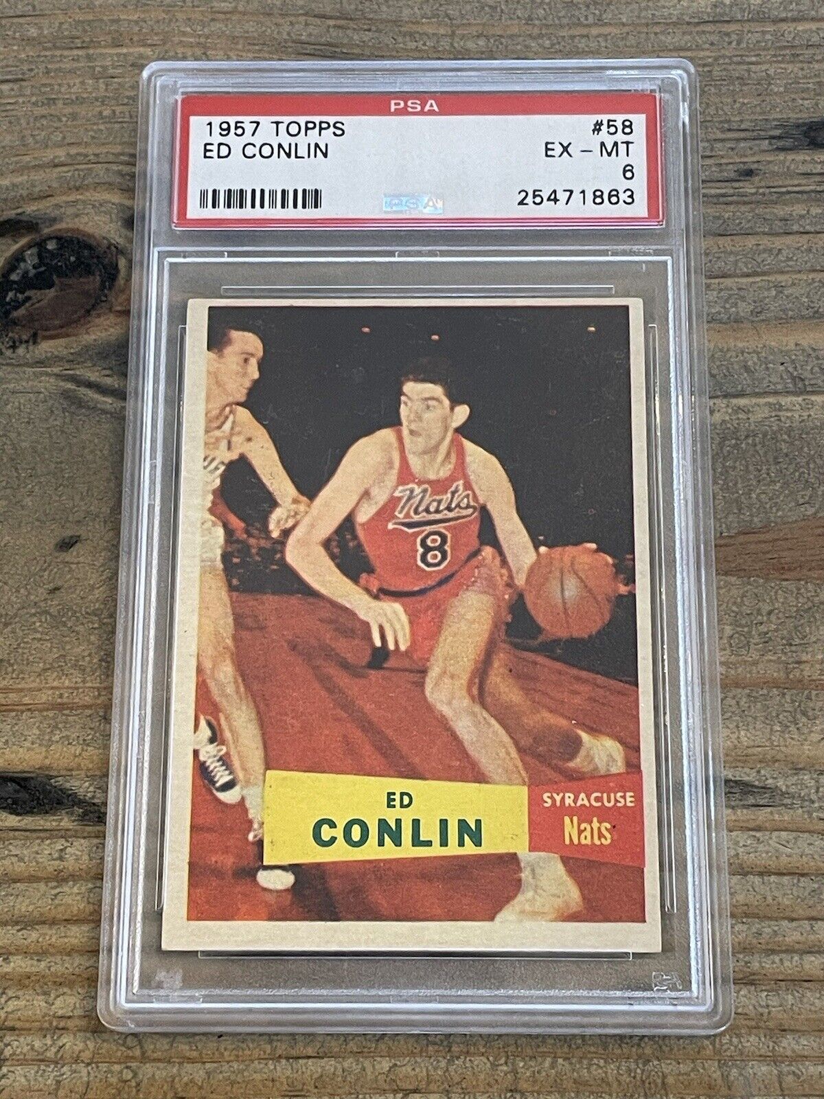 1957 TOPPS #58 Ed Conlin PSA 6 EX-MT ~Syracuse Nats *Noles2148* BEAUTY