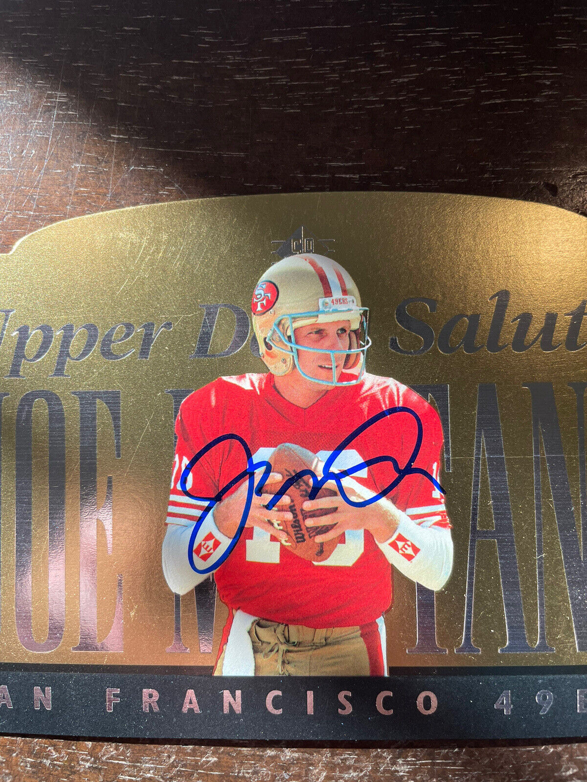 JOE MONTANA Auto 49ers 1995 Upper Deck Salutes 4X6 JM1 AUTOGRAPHED JSA Auth