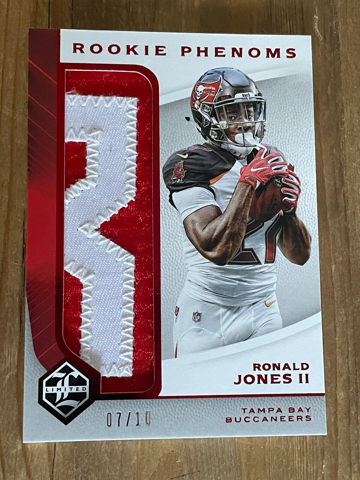 Ronald Jones 2018 Limited Rookie Phenom Jumbo Letterman Patch RC #RP-RJ #d 7/10