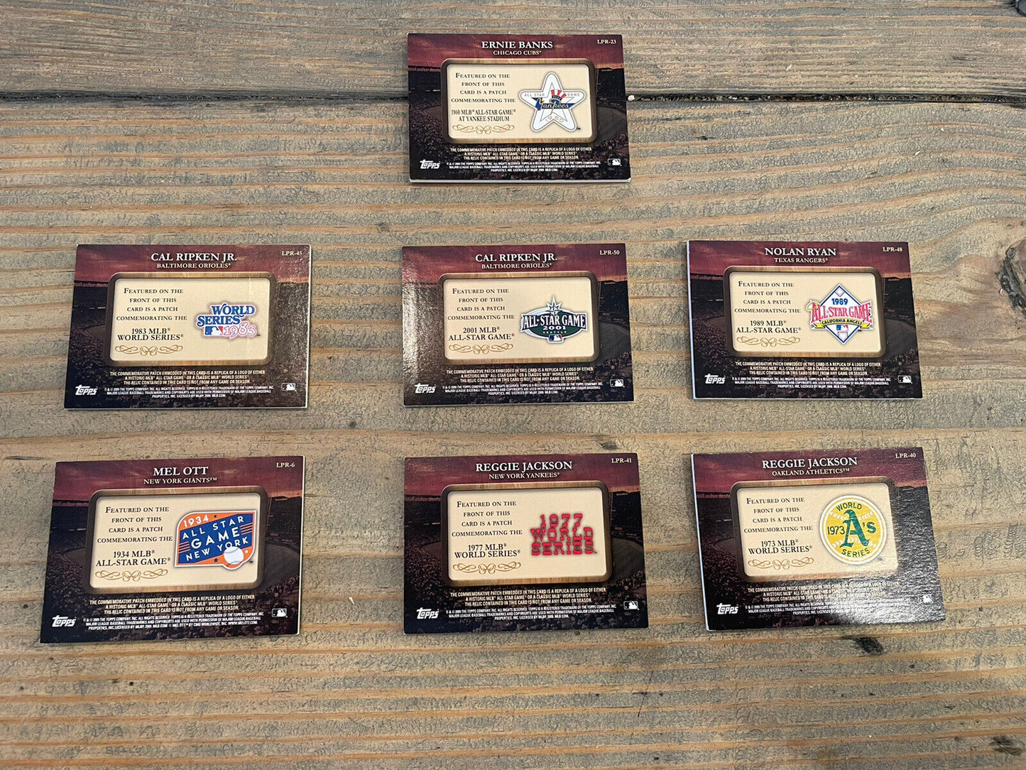 7x Lot 2009 Topps Historical Commemorative Patch Ripken Jackson Ryan Banks Ott