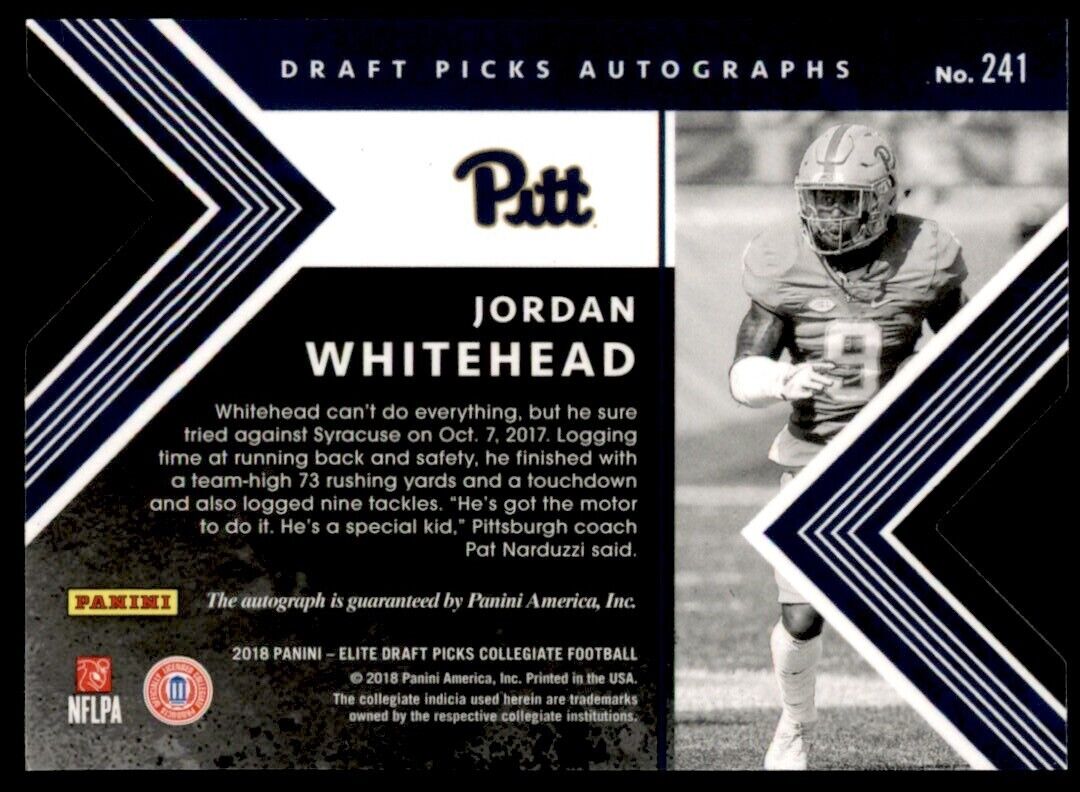 2018 Elite Draft Auto Status Die Cut Gold ** Jordan Whitehead Auto RC 07/10