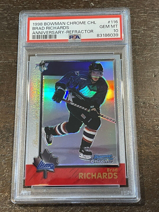 1998 Bowman Chrome CHL Brad Richards 50th Anniversary GOLD Refractor /5 PSA 10