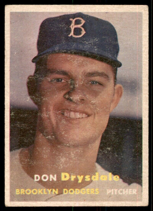 1957 Topps Don Drysdale RC Rookie NOCREASECENTER Dodgers #18 *Noles2148*