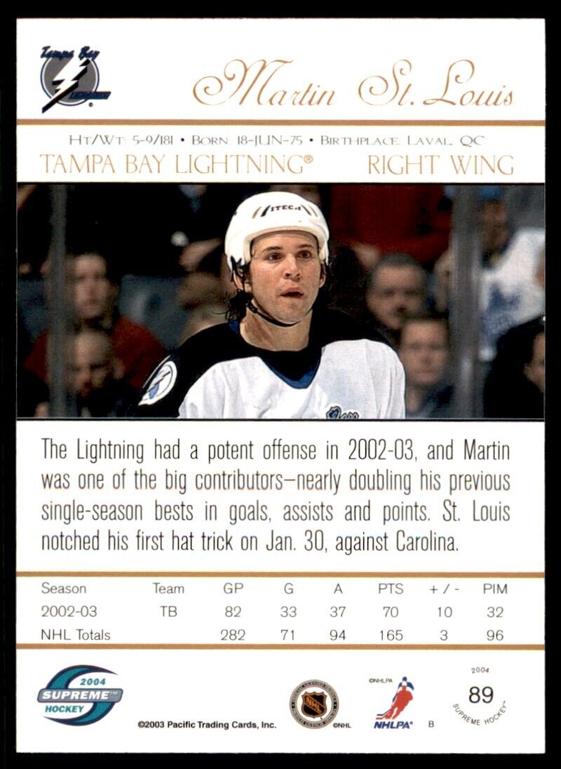 2003-04 Supreme All Star Martin St. Louis RARE SSP3/5 Lightning #89 *Noles2148*