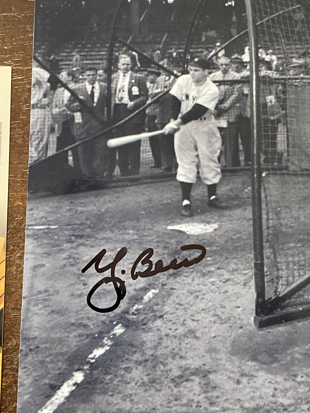 Yogi Berra Autographed 8x10 Photo w/ Joe DiMaggio Global COA Nice! *Noles2148!