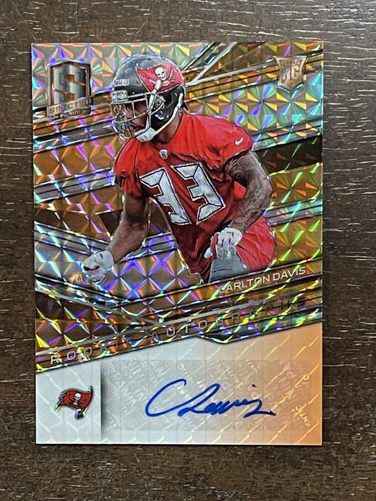 2018 Panini Spectra Carlton Davis RC Orange Autograph Auto #d 9/10 *Noles2148*