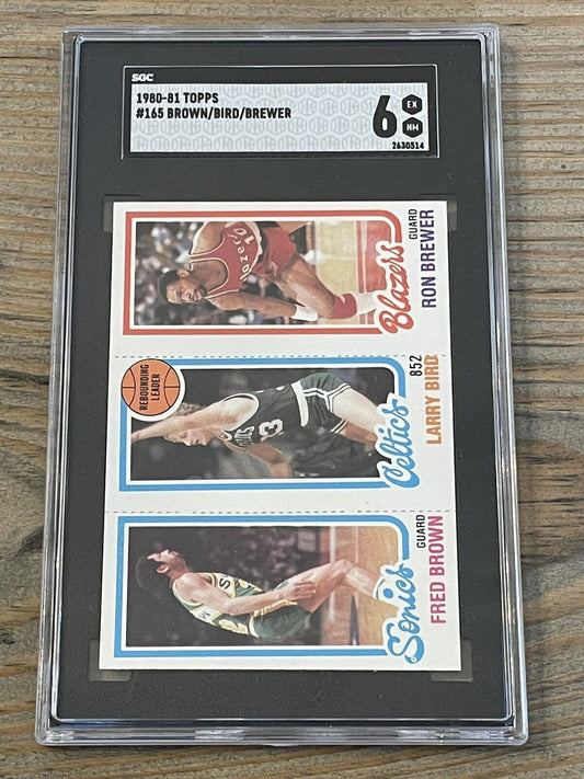 1980-81 TOPPS #165 BROWN, LARRY BIRD ROOKIE RC, BREWER SGC 6 EX-NM *Noles2148*