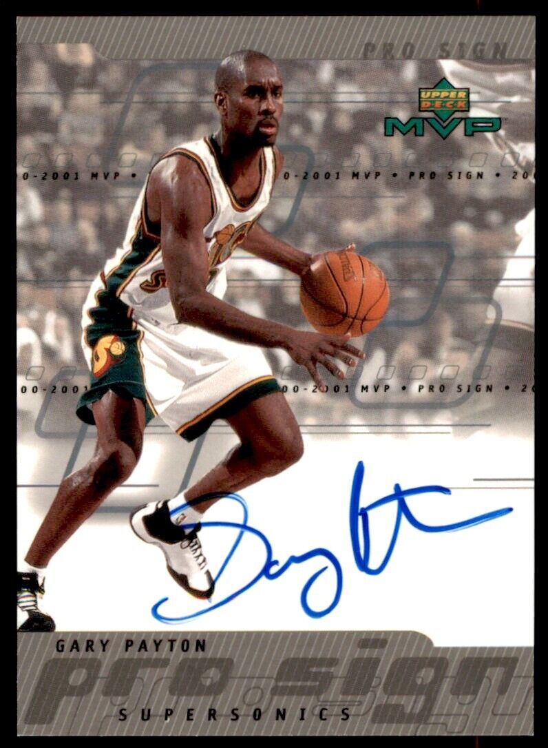 2000-01 Upper Deck MVP ProSign Gary Payton Auto Auto *2* Sonics #GP *Noles2148*