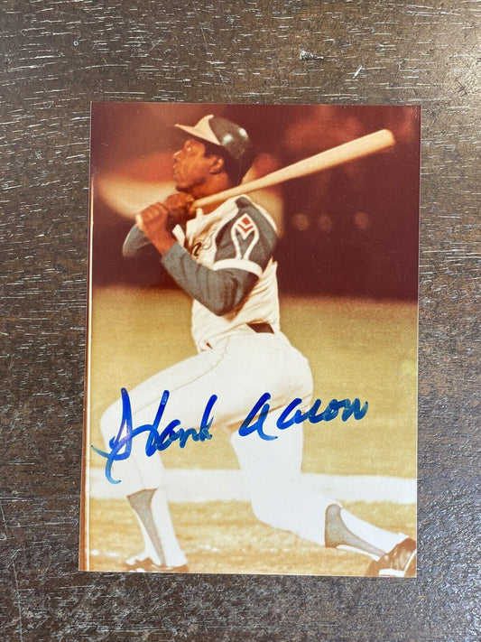 BRAVES Hank Aaron signed photo 4x6 COA AUTO Autographed *Noles2148*