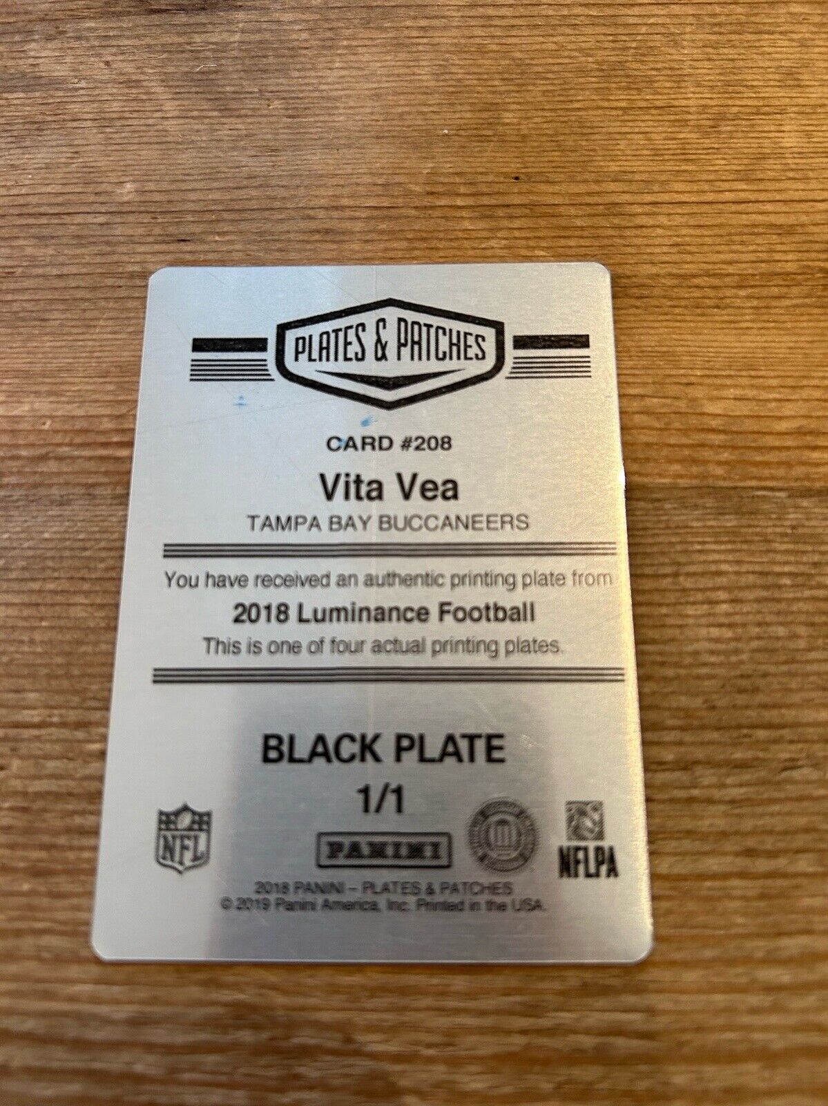 2018 Luminance Plates and Patches Vita Vea RC Black Printing Plate AUTO 1/1 TRUE