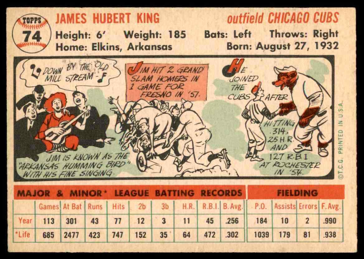 1956 Topps Jim King Cubs #74 *Noles2148 Cs 10=Fs