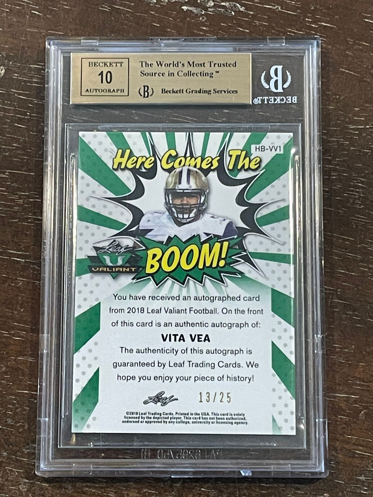 2018 Leaf Valiant Navy Vita Vea Here Comes The Boom Auto RC #/25 BGS 9.5 GEM MT