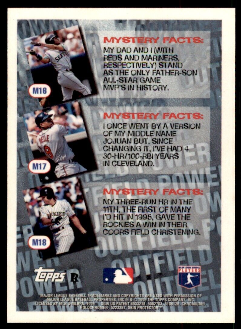 1996 Topps Mystery Outfield Power Refractor Ken Griffey Jr #M16 *Noles2148*