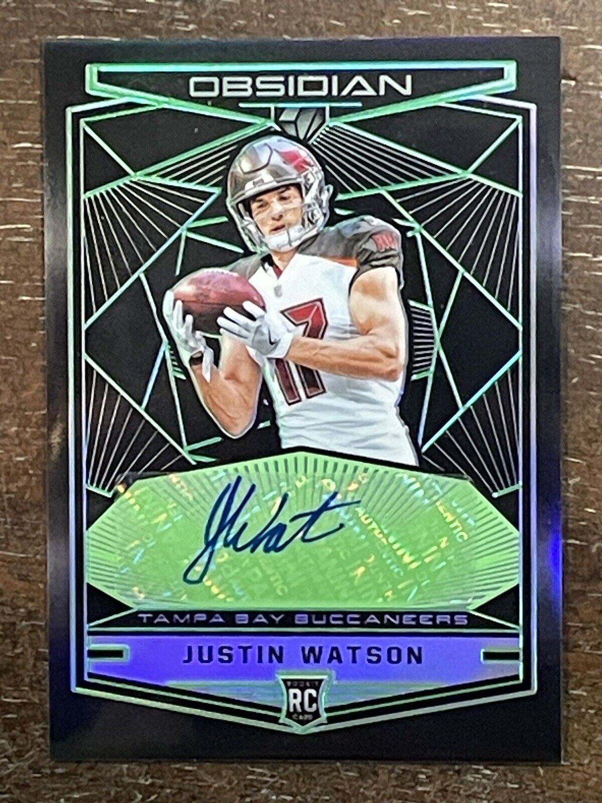 2018 Panini Obsidian Justin Watson Auto RC Electric Etch Green #d/25 *Noles2148*