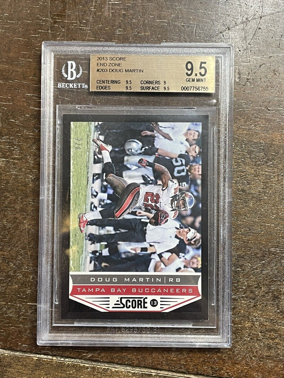 2013 Score End Zone Black Doug Martin #d 2/6 SSP BGS 9.5 Gem Mint *Noles2148*