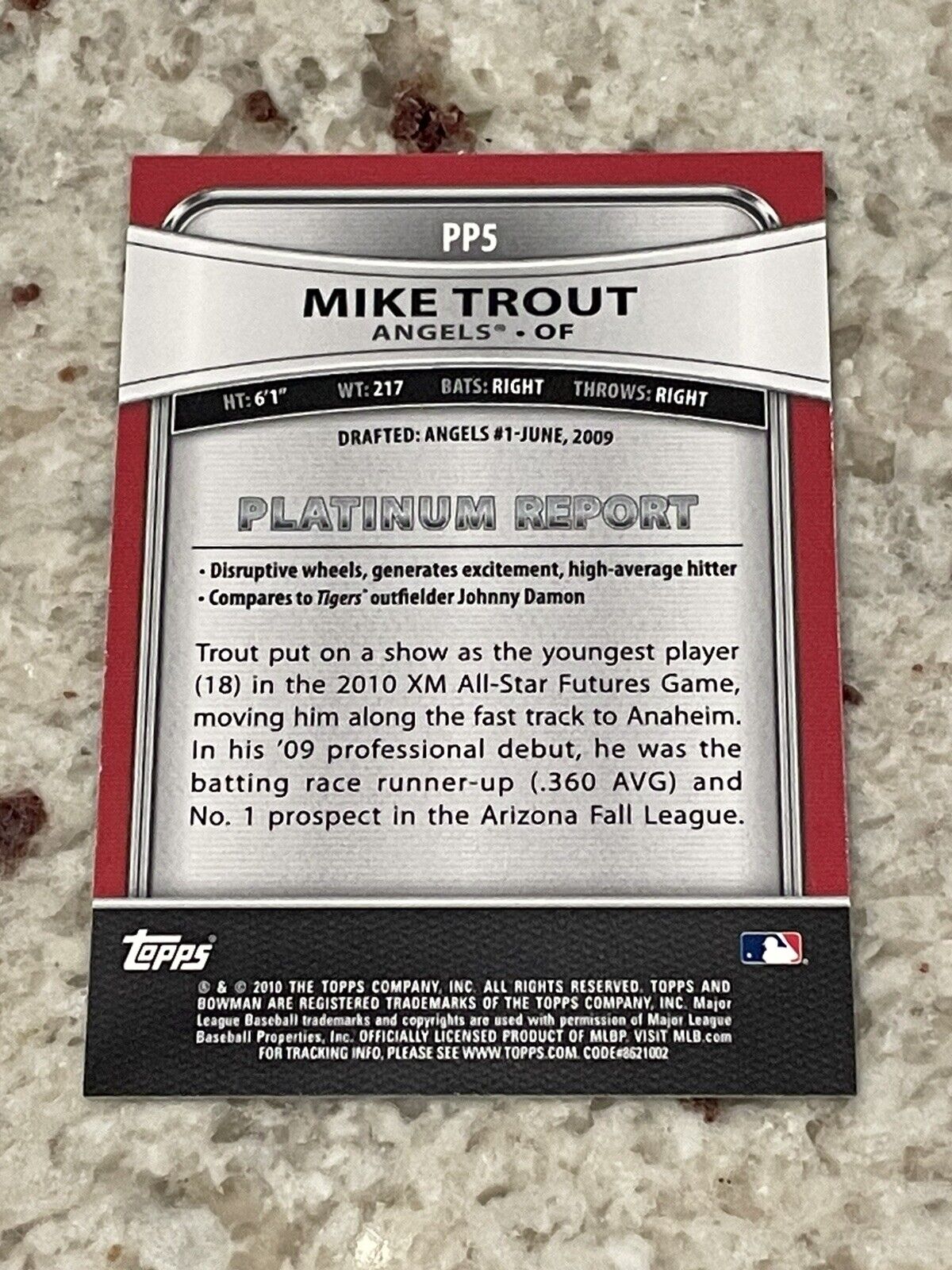 2010 Bowman Platinum #PP5 Mike Trout RC Rookie ~ Angels *Noles2148*