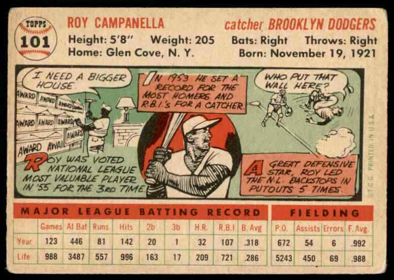 1956 Topps Roy Campanella Few TINY Wrinkles Dodgers #101 *Noles2148* SEE SCANS