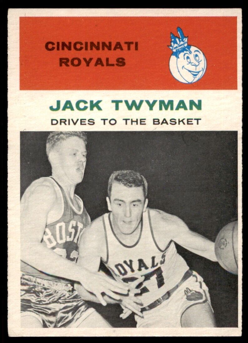 1961-62 Fleer Jack Twyman Drives Basket EX-EXMINT Cincinnati Royals #65