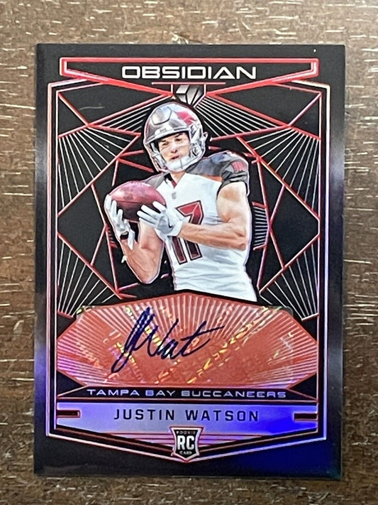 2018 Panini Obsidian Justin Watson Auto RC Electric Etch Red #d 4/5 *Noles2148*