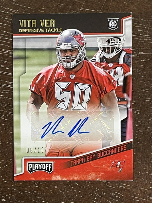 2018 PANINI PLAYOFF ROOKIE AUTOGRAPH VARIATIONS 4TH DOWN VITA VEA RC AUTO #d /10