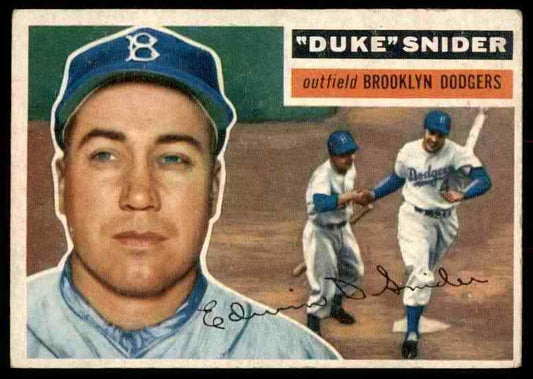 1956 Topps Duke Snider Gray Back SurfaceSratches Dodgers #150 *Noles2148*