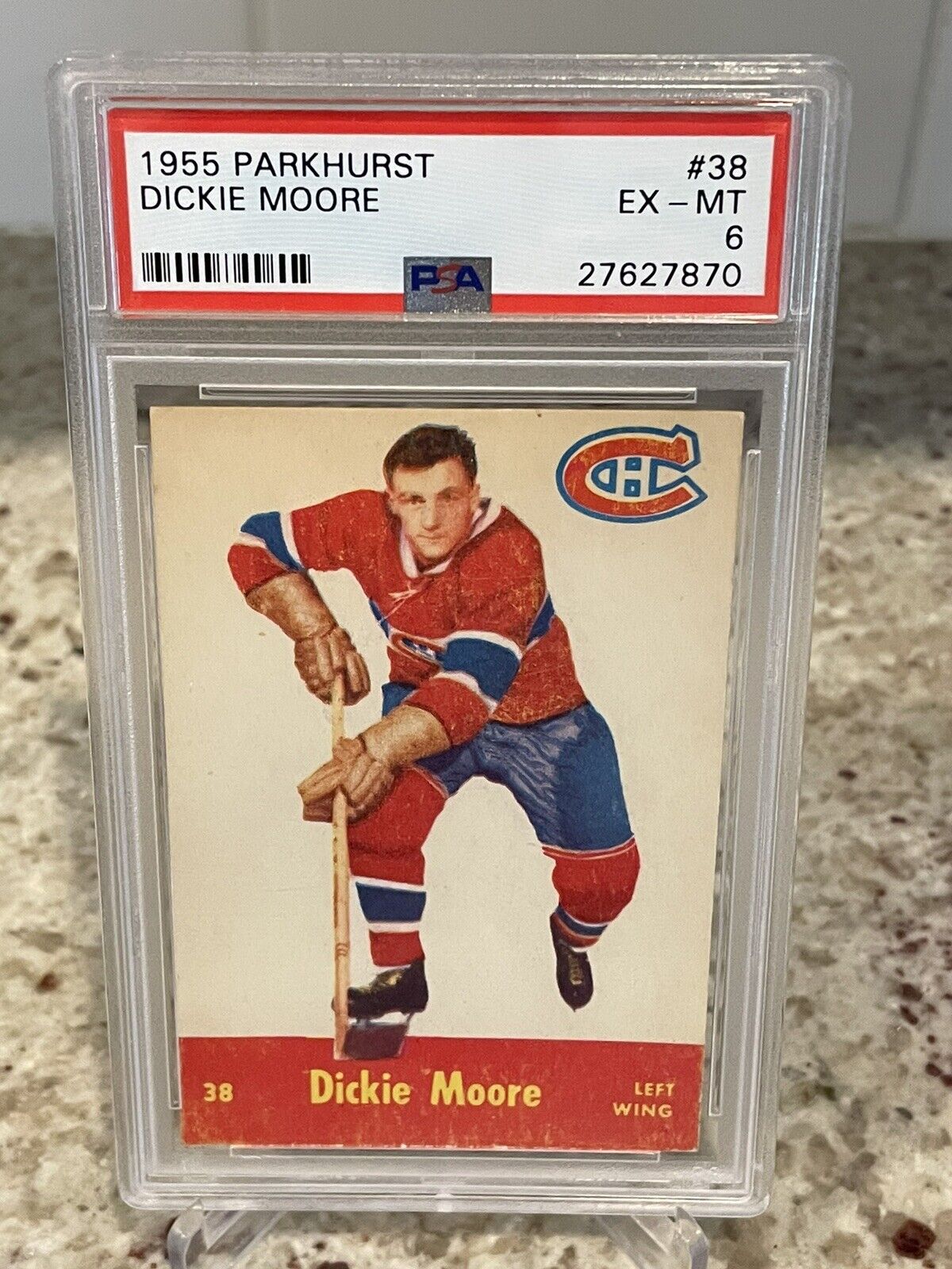 1955 Parkhurst #38 Dickie Moore PSA 6 EX-MT Canadiens *Noles2148*