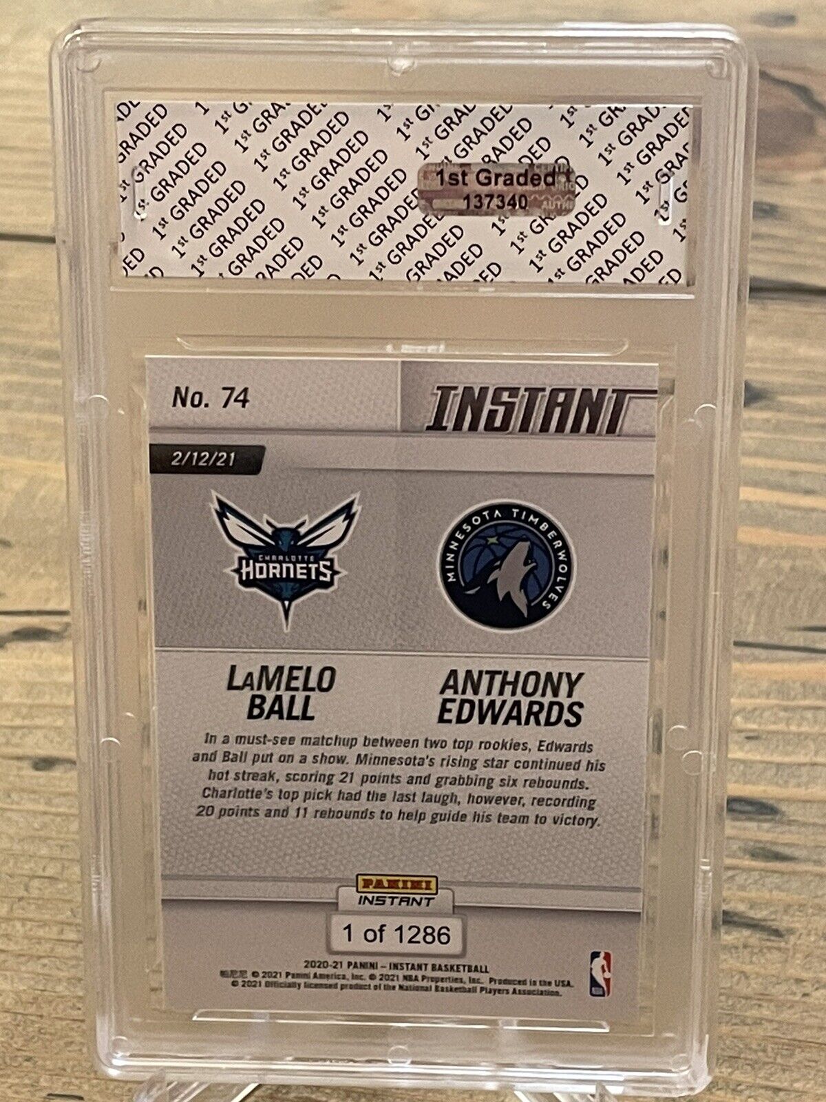 Lamelo Ball & Anthony Edwards 2020 Panini Instant /1286 Rookie RC 1st Graded 10