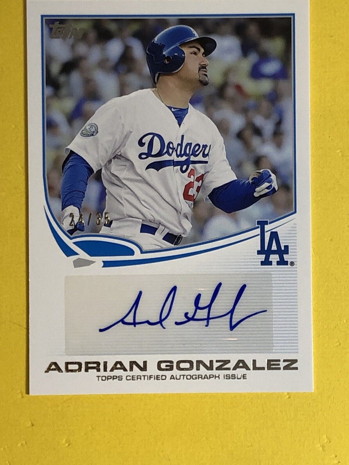 2013 Topps Wrapper Redemption Adrian Gonzalez Auto Autograph RARE- Ser#24/35