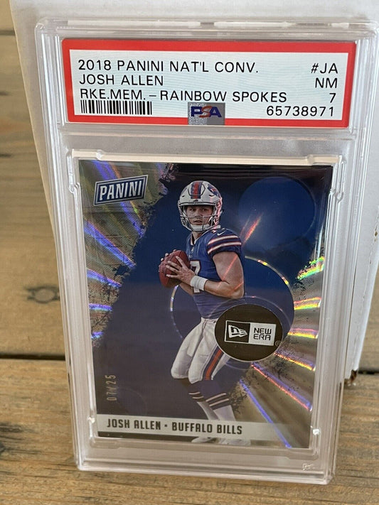 2018 Panini National Conv. Rainbow Spokes Swatch Josh Allen Rookie RC /25 PSA 7