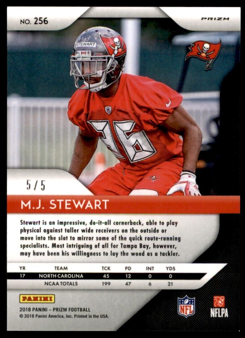 2018 Panini Prizm Gold Vinyl M.J. Stewart RC 5/5 Buccaneers #256 *Noles2148*