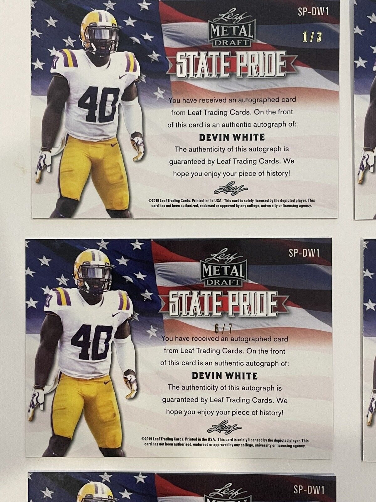 2019 Leaf Metal Draft Devin White Auto RC State Pride Wave 5of9 in Rainbow READ