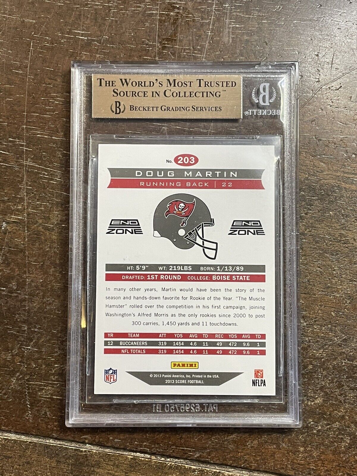 2013 Score End Zone Black Doug Martin #d 2/6 SSP BGS 9.5 Gem Mint *Noles2148*