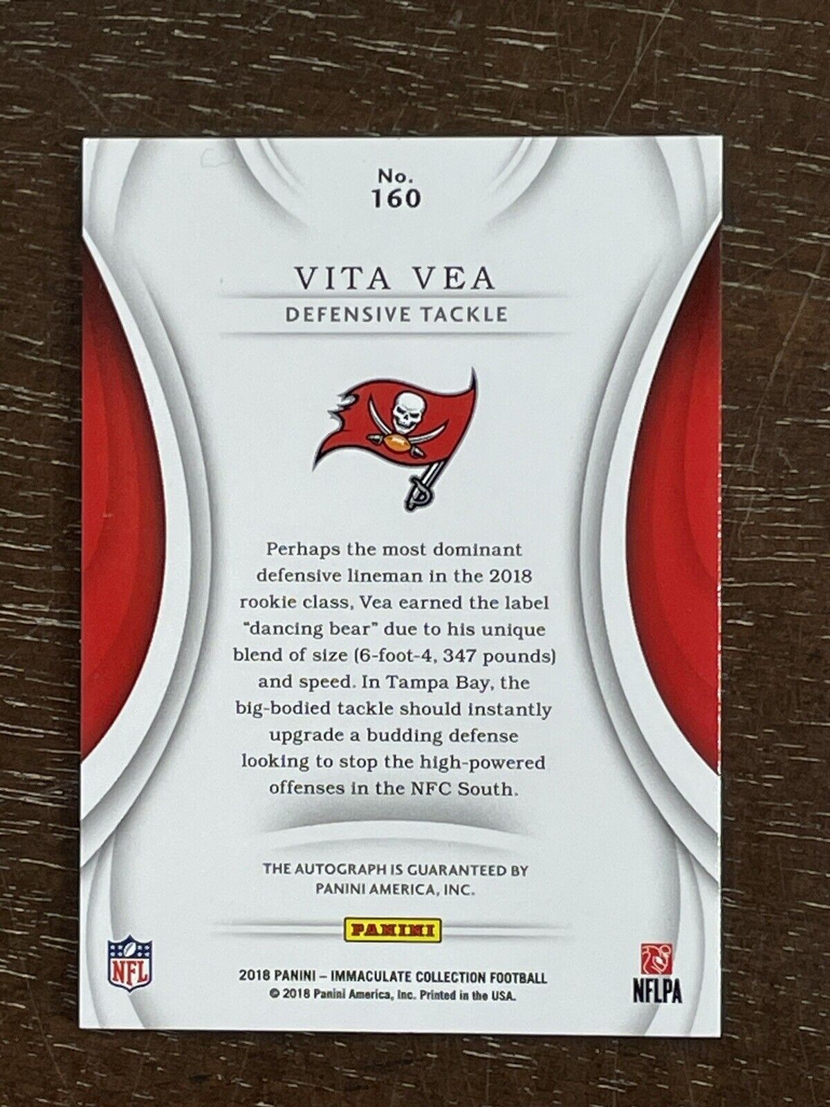 2018 Panini Immaculate Vita Vea Autograph RC SSP #d /25 Bucs *Noles2148*