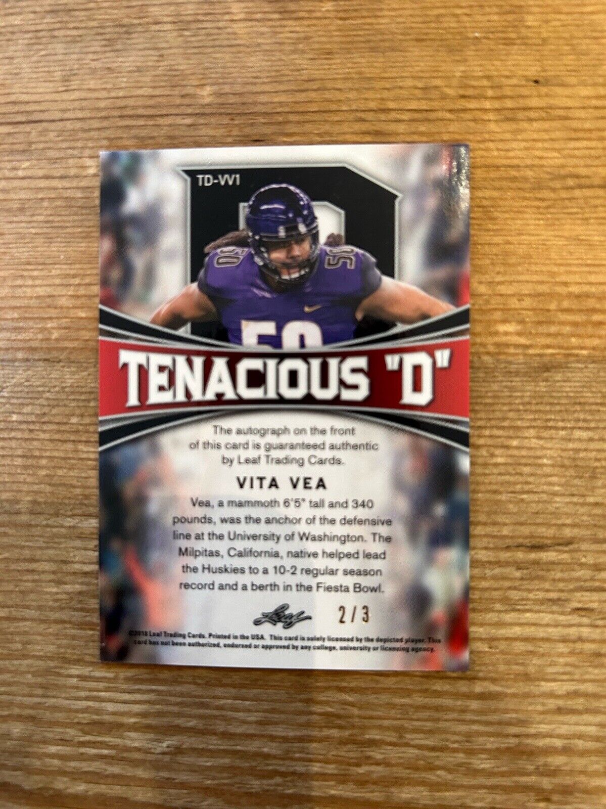 2018 Leaf Metal Vita Vea Tenacious D Prismatic Orange RC Auto #d 2/3 *Noles2148*